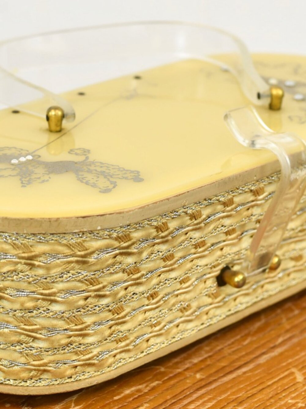 Vintage 1950s Lucite French Poodle Rhinestone Miami Hand Painted Box Purse - Picture 8 of 16